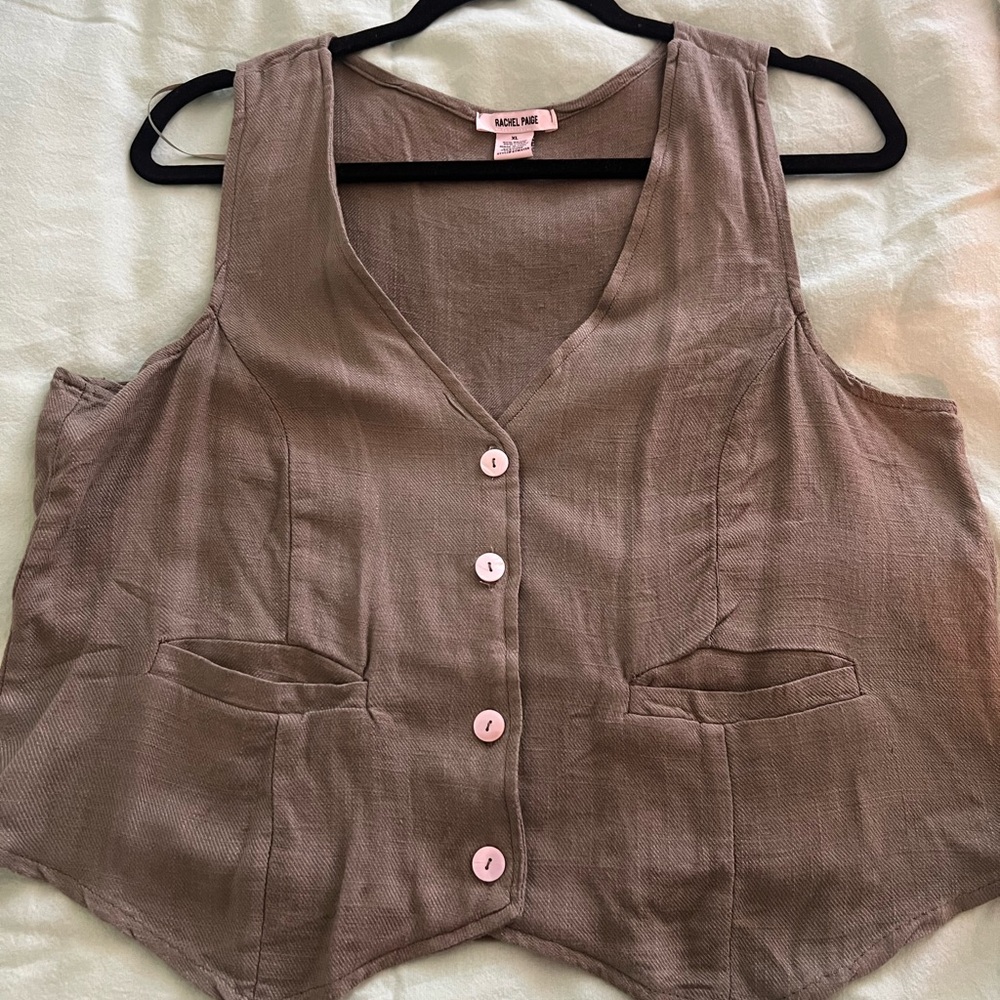 Olive Button-Up Vest Top and Shorts Set